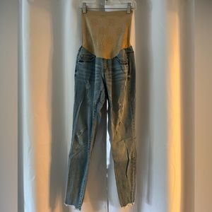 Jessica Simpson Maternity Full Panel Medium Wash Distressed Slim Fit Jeans XS